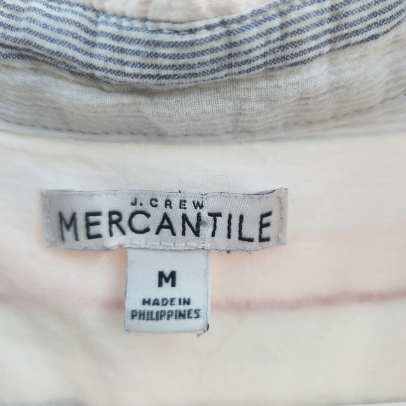 J. Crew Mercantile Rainbow Seersucker Collared Tie-Front Summer Dress Women's M - Picture 6 of 8